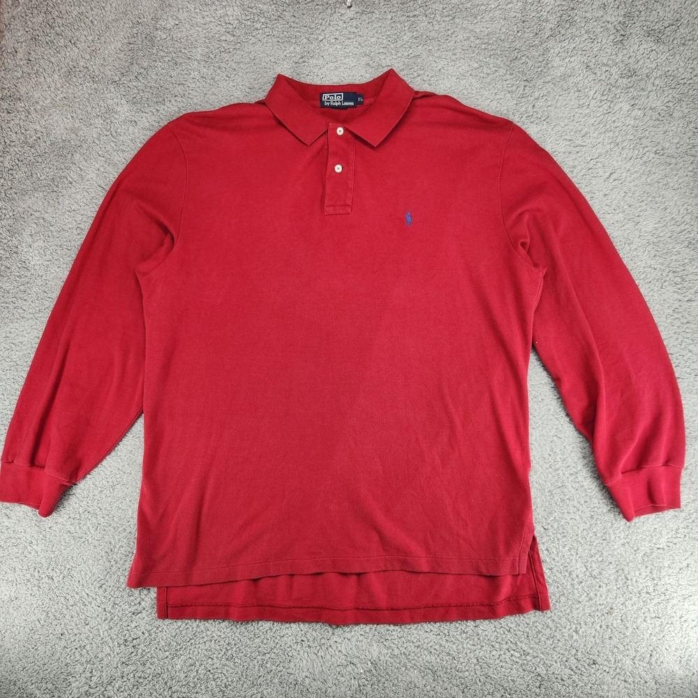 Polo Ralph Lauren Long Sleeve Rugby Polo Shirt Mens Size XL Red